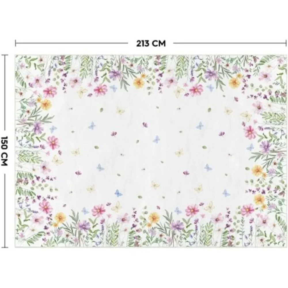 New 5x7 Spring Area Rug, Low-Profile Floral Butterfly Carpet for Entry & Bedroom